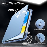 Étui rotatif à 360° pour iPad, coque transparente en TPU et PC, fine, avec support pour stylet, fonction veille automatique, compatible iPad Pro et Air