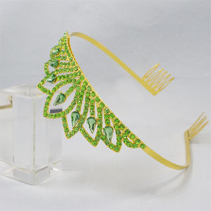 Elegante corona de pelo de aleación chapada en oro Tiara de diamantes de imitación para niñas Boda nupcial Cumpleaños conjunto de joyería de Graduación - Product Image 4