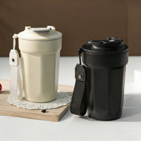 Cangkir Kopi Logo Kustom 420ML Mug Kopi Perjalanan Stainless Steel Terisolasi Anti Bocor Tahan Panas Botol Kopi Dapat Digunakan Kembali