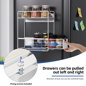 OEM Factory Wall Mounted Hanging With Pull Out Drawer White Magnetic <b>Spice</b> <b>Jar</b> Rack Organizer Kitchen for Refrigerator Fridge - Product Image 3