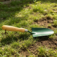Truelle de jardin en acier inoxydable avec manche confortable en bois de frêne courbé, petite pelle à main pour ameublir la terre des jardinières et désherber