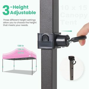 Tente de camping en acier 10x10 avec couverture en PVC rose pour 6 à 8 personnes, sac de transport inclus, pour événements professionnels et camping en plein air - Product Image 2