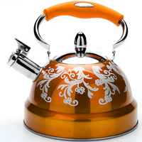 Bouilloire sifflante classique en acier inoxydable 3,0 L avec poignée en bakélite, capacité 3,0 L, théière pour cuisinière en métal