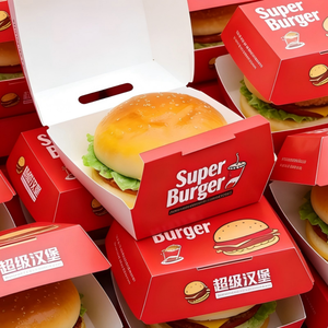 Cajas para Alitas <span class=keywords><strong>de</strong></span> Pollo y Hamburguesas con Logotipo Personalizado, Desechables, Biodegradables, Ecológicas, con Forro <span class=keywords><strong>de</strong></span> Esponja, Laminación Mate, Empaque para <span class=keywords><strong>Comida</strong></span> Rápida - Product Image 1