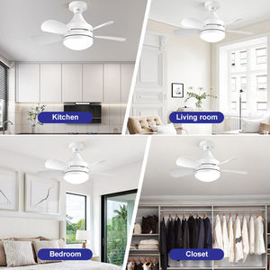 Ventilateurs de plafond modernes à 5 pales ABS E27/B22 LED avec télécommande lumineuse à intensité variable 3000K-6000K Température de couleur pour salon chambre à coucher - Product Image 4