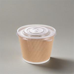 Haute qualité 240ml - 1100ml bol de papier peint ondulation Double paroi bol de papier à soupe/tasse jetable avec couvercle - Product Image 4