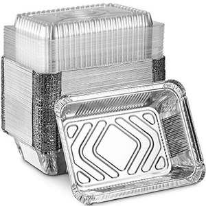 Contenedores Cuadrados de Papel de Aluminio de 9 x 9 Pulgadas con Tapas, Bandejas Desechables para Hornear, Cocinar y Congelar, Paquete de 10, 20, 50 Unidades - Product Image 1