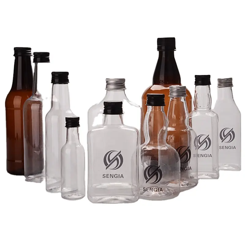 150ml plastic bottle PET Plastic Whisky Vodka Use wine bottle Cold Brew Coffee Flat Flask Bottle manufacturer
