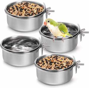 Gamelles d'alimentation pour oiseaux en acier inoxydable écologiques, durables, anti-déversement, design arrondi pour oiseaux, perruches, chinchillas et petits animaux - Product Image 5