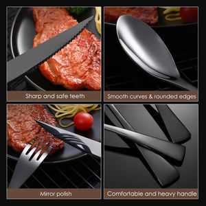 <span class=keywords><strong>KAYA</strong></span> Ensemble de couverts modernes de luxe en acier inoxydable argenterie comprenant une cuillère à dîner dorée pour fêtes et mariages en métal - Product Image 2