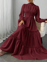 Robe longue YKD129 rouge profond haut de gamme, design innovant et traditionnel, style décontracté, pour femme musulmane, mode islamique