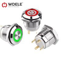 Tombol baja tahan karat 16mm dengan cincin lampu suar 12-24v sakelar Ip65 kendali jarak jauh