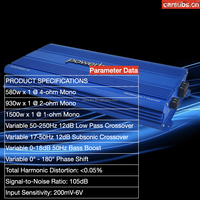 Amplificateur de voiture mono bloc 1500W Classe D 1CH, puissance de crête 3K Classe D