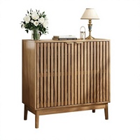 Buffet en bois Kiasthome avec portes à lattes ventilées, étagères réglables et grand espace de rangement pour salle à manger et entrée