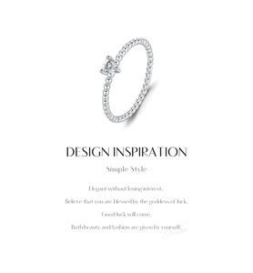 S925 <b>Silver</b> Women's Triangle Cut Diamond Engagement <b>Ring</b> Ball Bead Band Minimalist Prong Setting - Product Image 5