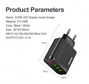 สินค้ามาใหม่ 2026 อุปกรณ์อิเล็กทรอนิกส์ 5V 3A ชาร์จเร็ว 3USB พร้อมหน้าจอแสดงผลดิจิตอล ลายเส้นบนพื้นผิว ที่ชาร์จ อะแดปเตอร์สำหรับเดินทาง - Product Image 6