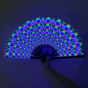 Éventails pliants en tissu avec baleines en bambou noir finition UV, 33 cm, grand format, personnalisables avec logo imprimé - Product Image 1