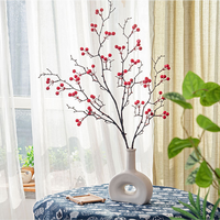 Fruit de la fortune rouge holly en gros, plante artificielle INS, fabricant de décoration d'intérieur, bureau, cerise réaliste simulée