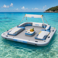Île de fête gonflable OEM avec auvent et sièges canapé personnalisables (couleur et logo) pour la location en piscine, lac et plage
