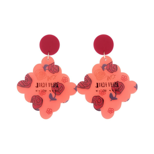 Boucles d'oreilles pendantes à la mode, motif corail rose, clous rouges pour femmes, 12 pièces - Product Image 2