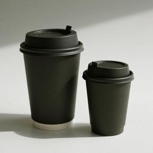 Manchon de tasse en papier personnalisé avec logo pour boissons chaudes, accessoire pour la restauration quotidienne, gobelets en papier jetables avec couvercle - Product Image 2