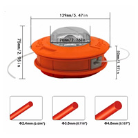 Tête de coupe-bordures universelle pour tondeuse à gazon, compatible normes européennes, avec système d'enfilage automatique de la ligne sans démontage, pour machines de tonte transfrontalières