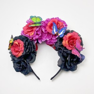 Nueva Diadema Mexicana con Flores Artificiales y Mariposas <span class=keywords><strong>para</strong></span> Fiesta de Disfraces, Venta al por Mayor - Product Image 3