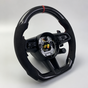 Volante de fibra de carbono brillante de base plana con pala de cambio roja de 12 marcas <span class=keywords><strong>SC</strong></span> para <span class=keywords><strong>Porsche</strong></span> <span class=keywords><strong>911</strong></span> 992 - Product Image 3