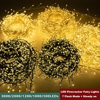 Guirlande lumineuse LED en forme de pétard, fil de cuivre vert, pour Noël, 8 modes, télécommande, à brancher, 2000/3000/6000 LED