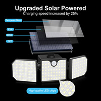 Lampe de sécurité solaire OEM à détecteur de mouvement 230 LED 3 têtes 180 degrés IP65 carrée pour jardin, cour, clôture - Vente en gros pour distributeurs