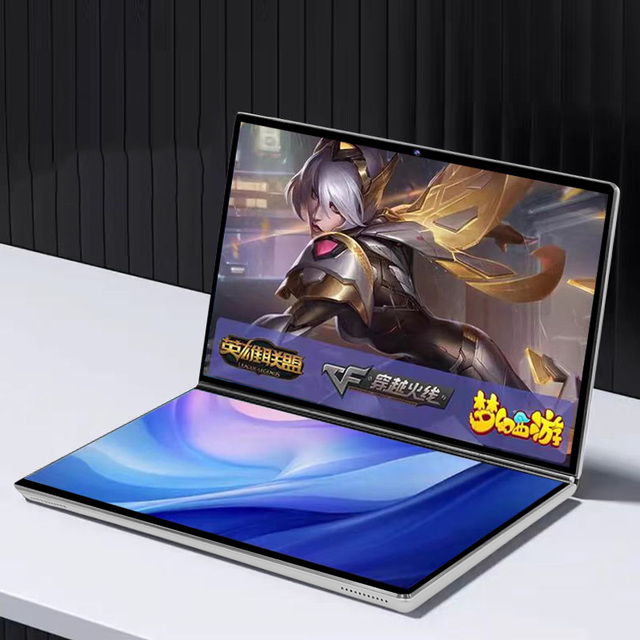 Double Screen Laptop 14+14inch Laptop Computer Intel Celeron 16gb Ram 128gb/256gb/512gb/1tb Ssd Notebook
