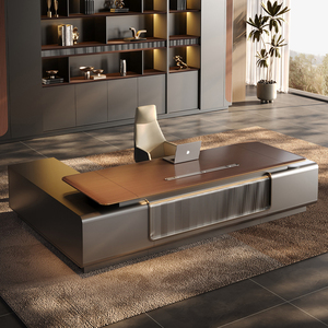 Italian high-end boss's office <strong>desk</strong>, simple, modern, light luxury, senior CEO's office, <strong>large</strong> <strong>desk</strong> - Product Image 3