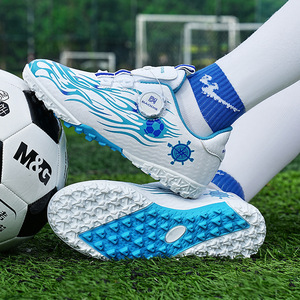 Chaussures de football pour garçons, tige synthétique, doublure en mesh, semelle extérieure en caoutchouc, semelle intermédiaire en EVA, pour entraînement printanier et matchs. - Product Image 1