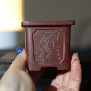 Maceta Cuadrada de Arcilla Morada Yixing, Hecha a Mano, Mini Maceta para Bonsái, Tamaño de Palma - Product Image 4