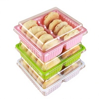 Boîtes d'emballage rectangulaires en plastique PET de qualité alimentaire jetables en gros avec couvercle personnalisables pour bonbons, biscuits et snacks