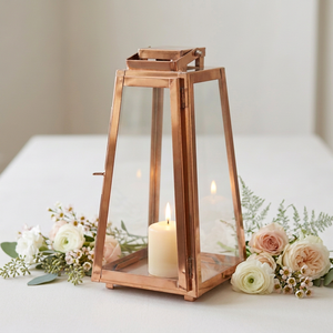 Lanternes à bougies en acier inoxydable plaqué cuivre, faites à la main, durables, taille personnalisée, pour la décoration de la maison, des hôtels et des restaurants - Product Image 1