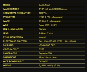 Caddx ratel 2 V2 FPV máy ảnh ratel2 2.1mm Ống kính 16:9/4:3 NTSC/PAL có thể chuyển đổi 19*19mm siêu WDR cho FPV đua Drone <span class=keywords><strong>RC</strong></span> Mô hình - Product Image 6
