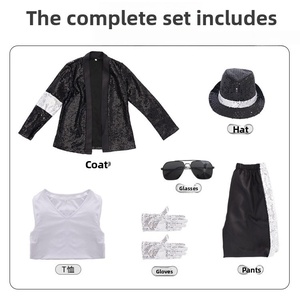 Set Costume da Ballerino per Bambini, Giacca Metallica Lucida per Ragazzi, Costume da Palcoscenico per Feste, Halloween, Spettacoli di Canto - Product Image 5