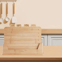 Ensemble de planches à découper en bambou sur mesure, 3 pièces, forme de livre, support pour planches à découper, style écologique, logo laser carré