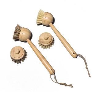 Kitchen Bamboo Wood Wooden <strong>Hand</strong> Scrub <strong>Brush</strong> Eco Bamboo Dish <strong>Brush</strong> with Replaceable Head - Product Image 4