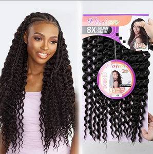 Cabello de Crochet Rizado Italiano Vivian 8X de 18 Pulgadas y 240g, Fibra Premium 100% <span class=keywords><strong>Kanekalon</strong></span>, <span class=keywords><strong>Pelo</strong></span> para Trenzar de Crochet con Onda de Agua Similar al Cabello Humano - Product Image 3