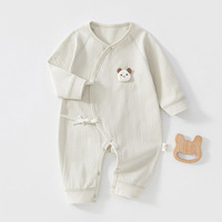 Combinaison kimono pour bébé en coton tricoté à manches longues, barboteuse nouveau-né avec fermeture à boutons-pression et nœud latéral, vêtements pour nourrissons, fourniture d'usine
