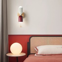 Nouvelle applique murale LED 2023 pour chambre à coucher, design moderne et minimaliste, style crème, éclairage haut et bas, interrupteur à chaîne et contrôle par prise