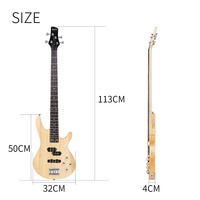 Guitare basse électrique Jello IR-TB0081 à micros actifs, 4 cordes, instrument en palissandre avec un son de basse magnifique
