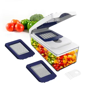 Alat pemotong sayuran Manual, aksesoris gadget rumah dan dapur multifungsi alat perajang bawang sayuran dengan wadah