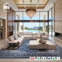 Ensemble de canapés modulaires en forme de L, rembourrés, avec ottoman et table basse en marbre pour salon de villa, solution de mobilier tout-en-un