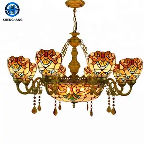 European Luxury Bedroom Bedside Lamp Glass Mosaic Tiffany Table Lamp Turkish Brass LED Bronze AC 90 Murano Glass 80 E27 1 Pc