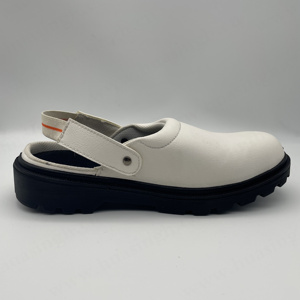 Chaussures de travail anti-choc avec bande réglable, populaires dans les laboratoires et les usines alimentaires, sabots en cuir microfibre blancs HSW013 - Product Image 5