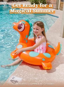 Ensemble de flotteurs gonflables pour piscine en PVC pour enfants, motifs tortue, dinosaure, lion de mer, diamètre 32 pouces, pour les tout-petits - Product Image 3