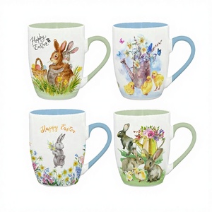 Newest Hand-painted Easter Bunny Decorative Rabbit Ceramic Sublimation Cup Mug
